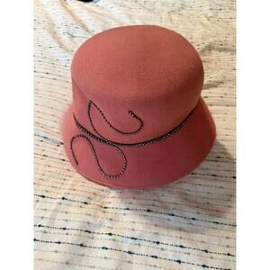 Vintage Betmar New York 100% Wool Hat Pink Jewel Embellished